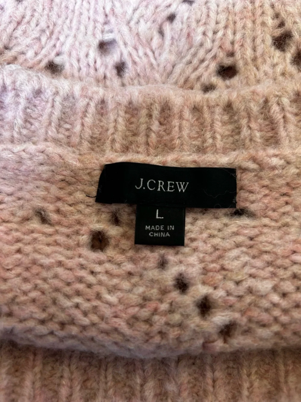 J.Crew‎ Pointelle Crewneck Sweater Long Sleeve Open Knit Shirt Size Large